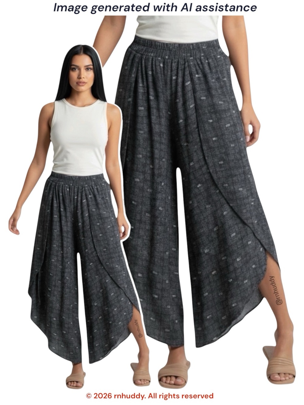 Sozy L boho split leg tulip wrap pant